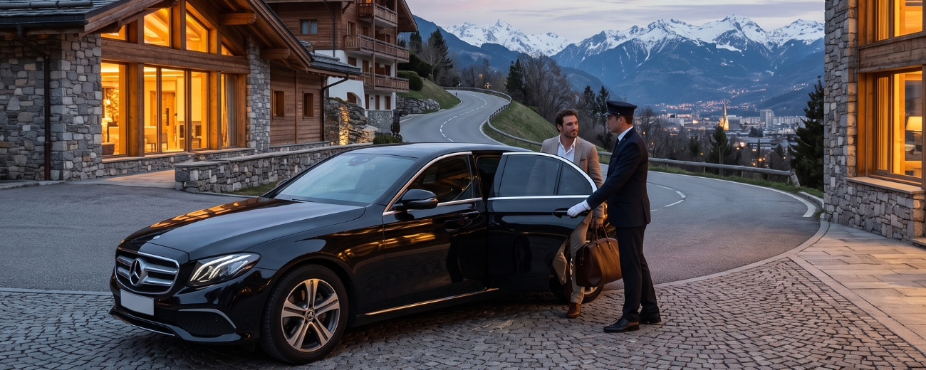 Chauffeur VTC mariage Grenoble avec couple élégant